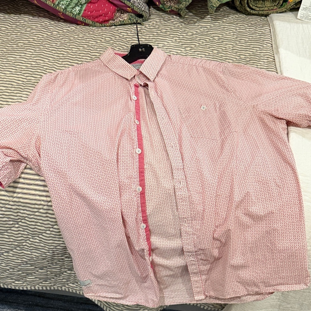 7 Diamonds Men's Casual Pink Button Down Shirt